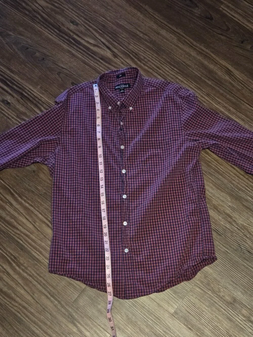 J.Crew Mercantile Men’s Slim Red Navy Gingham Button Down Shirt L
